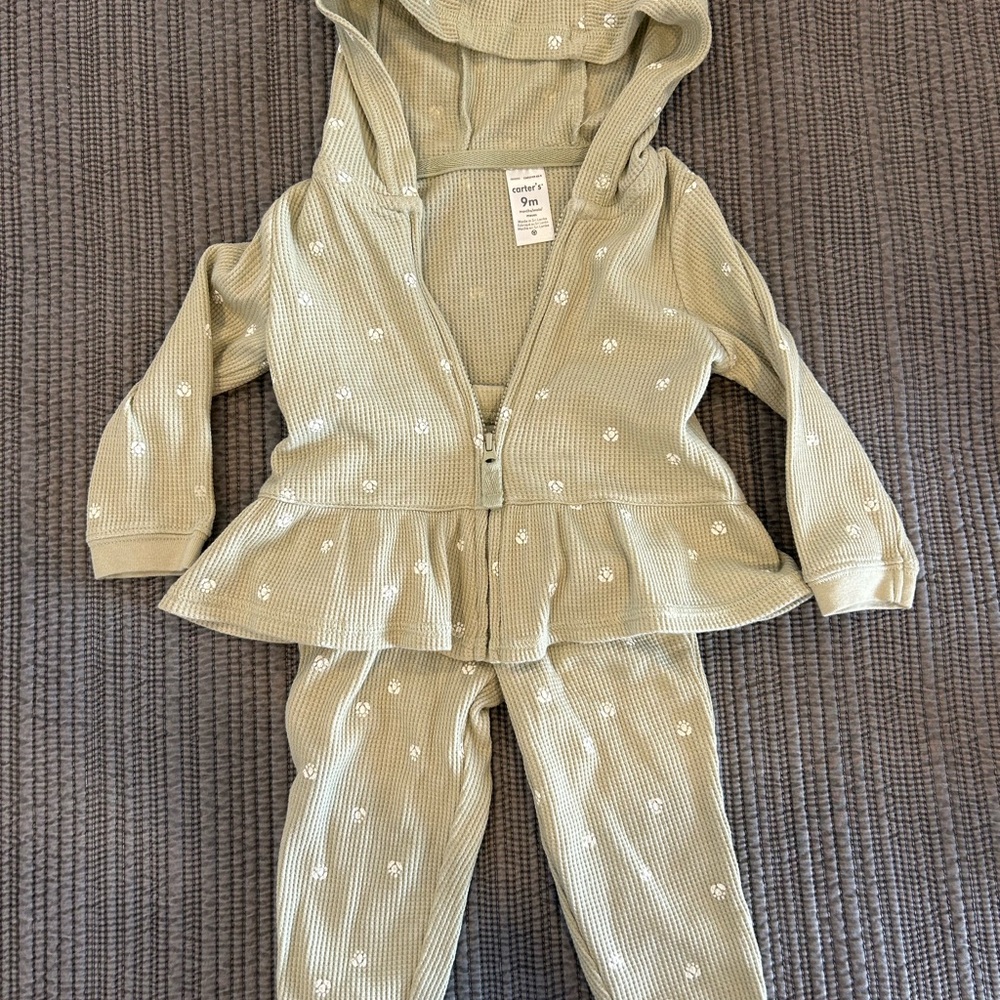 Carter’s Green Hoodie set with Floral Pattern